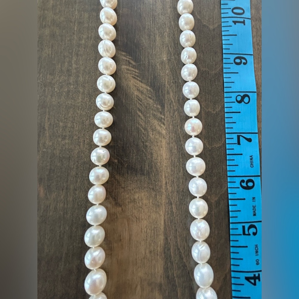 Elegant White Pearl Necklace with 14K White Gold Lock from Ross-Simon’s